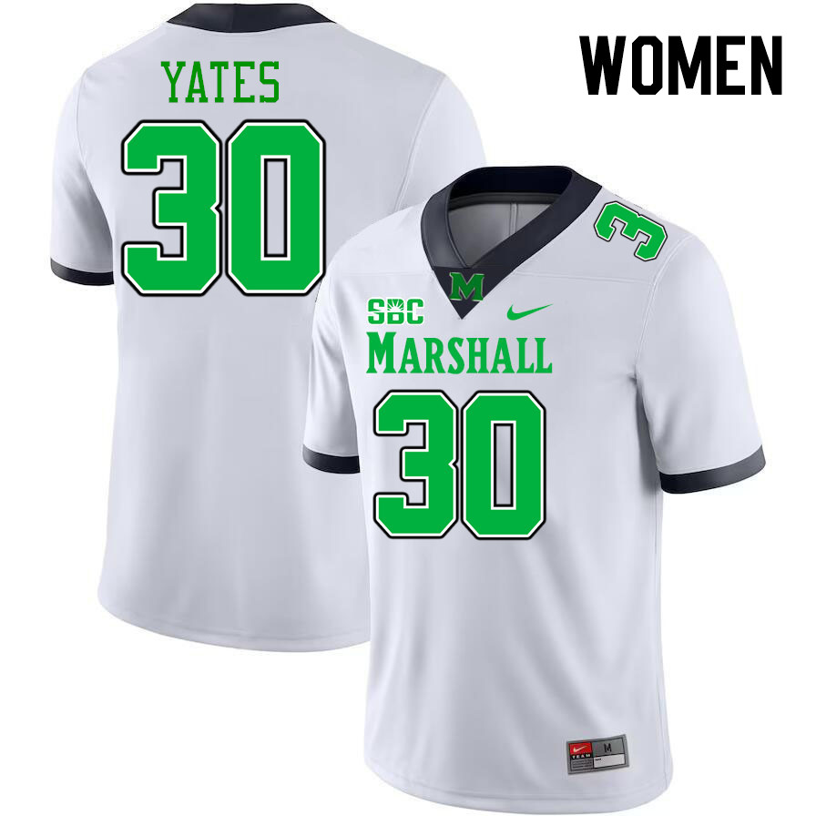 Women #30 Jaden Yates Marshall Thundering Herd SBC Conference College Football Jerseys Stitched-Whit